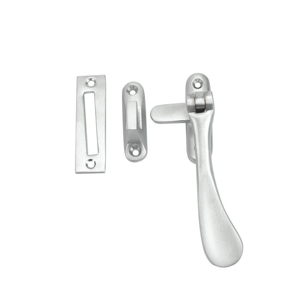 Dart Victorian Spoon Brass Window Fastener With Hook & Mortice Plate - Satin Chrome